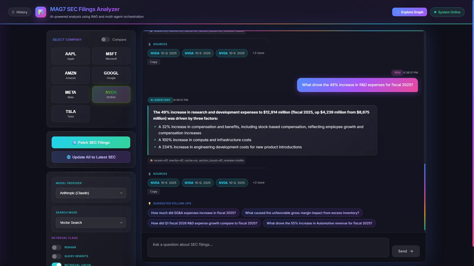 MAG7 SEC Filings Analyzer — Agentic Financial Intelligence Platform preview 2